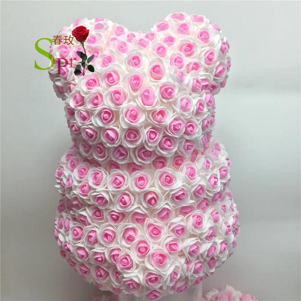 Pink rose teddy bear