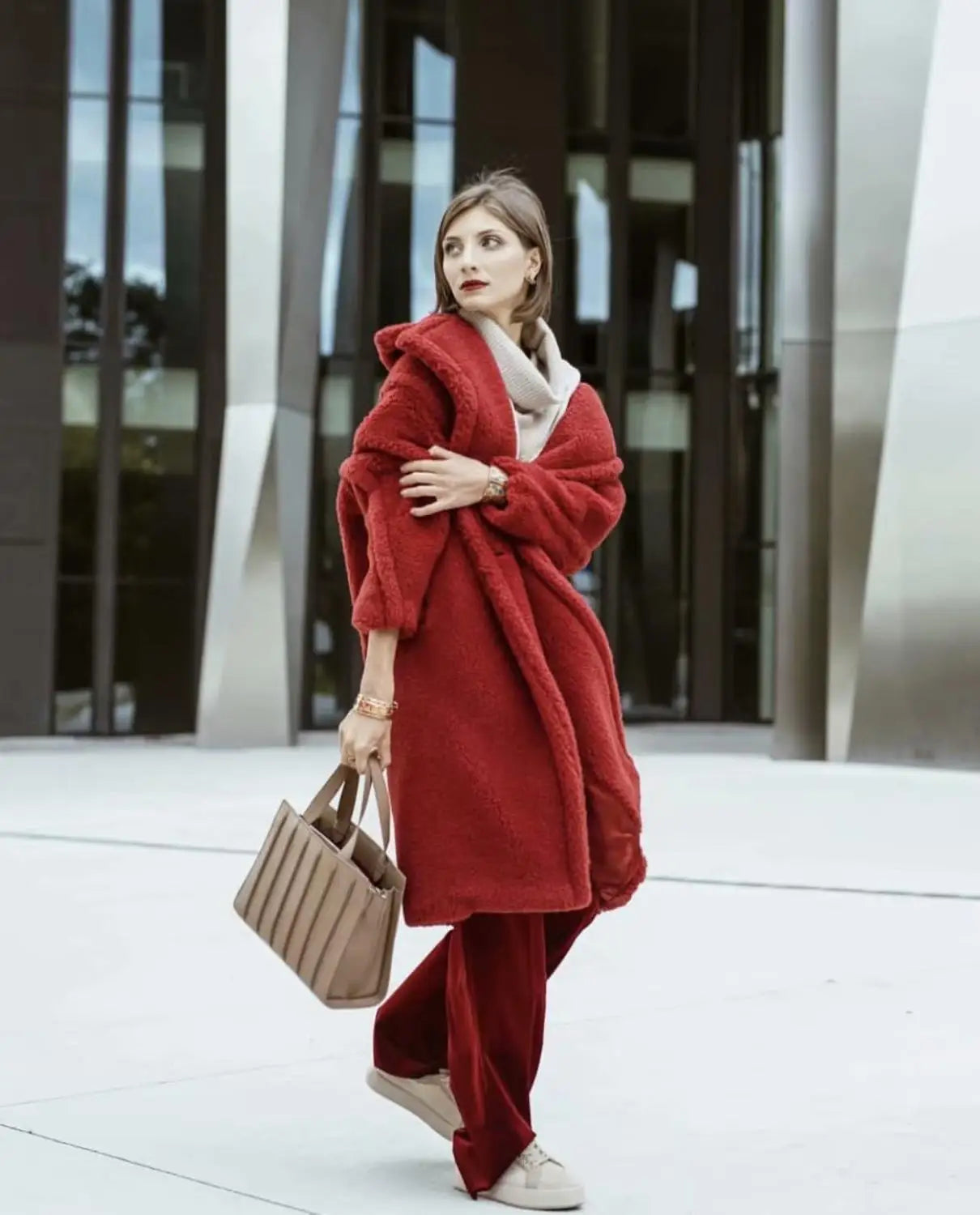 Red teddy coat