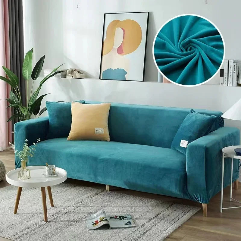 Plush velvet corner sofa