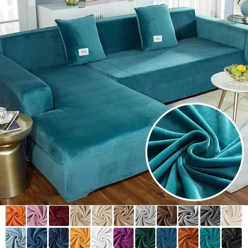 Plush velvet corner sofa