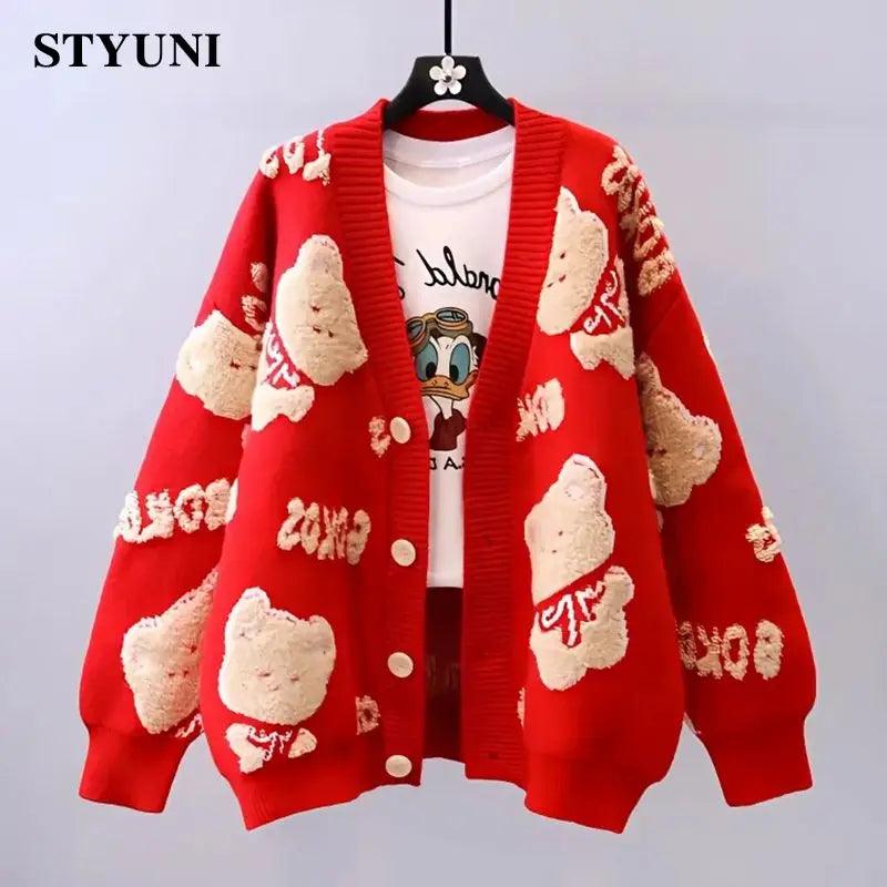 Teddy bear cardigan sweater