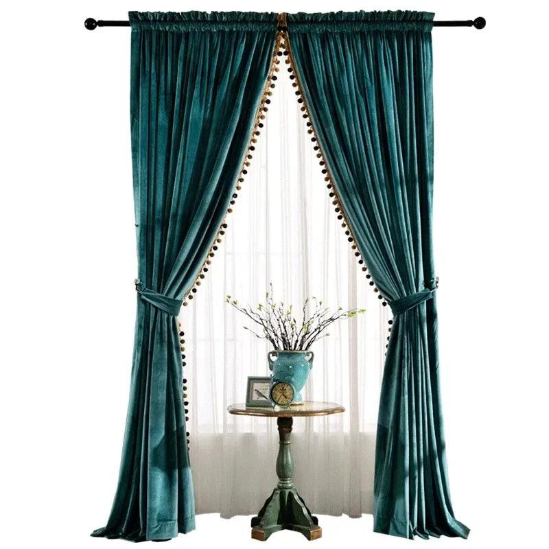 Plush velvet curtains