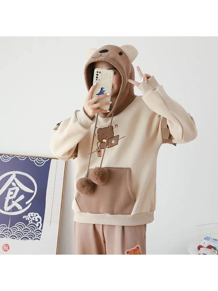 Teddy bear fleece hoodie