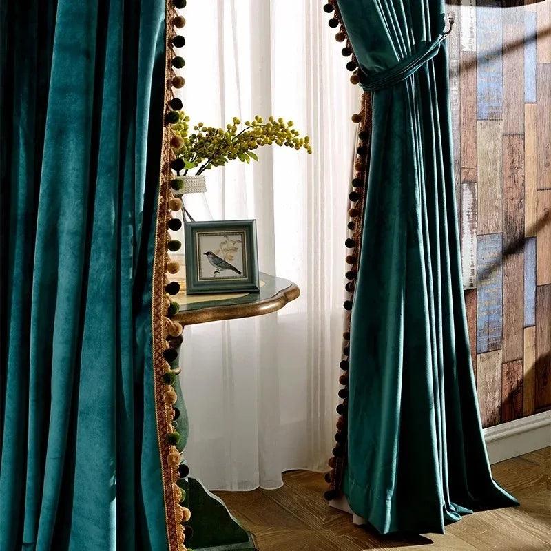 Plush velvet curtains