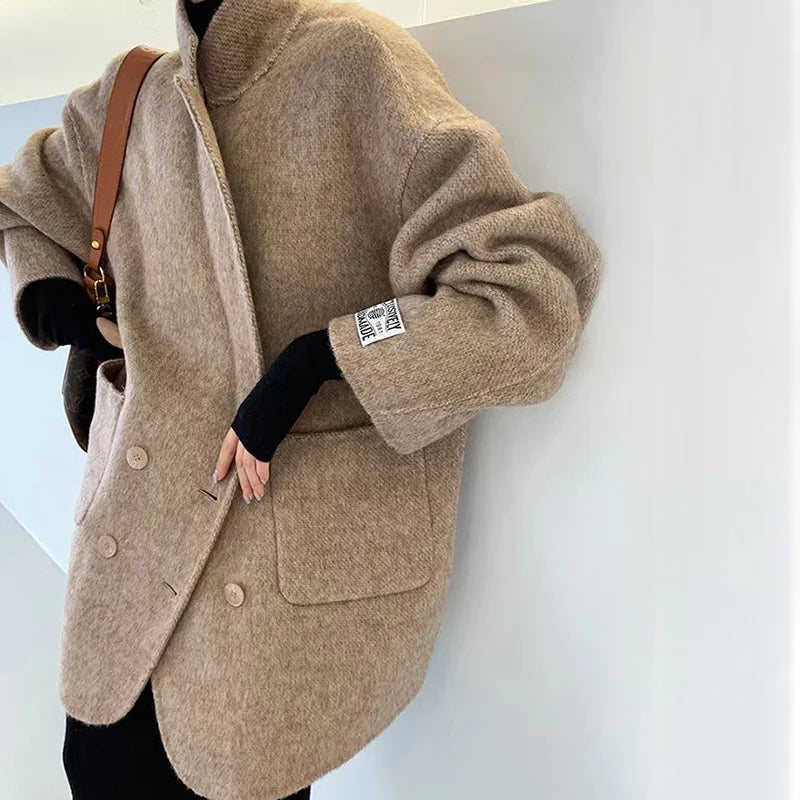 Camel teddy coat