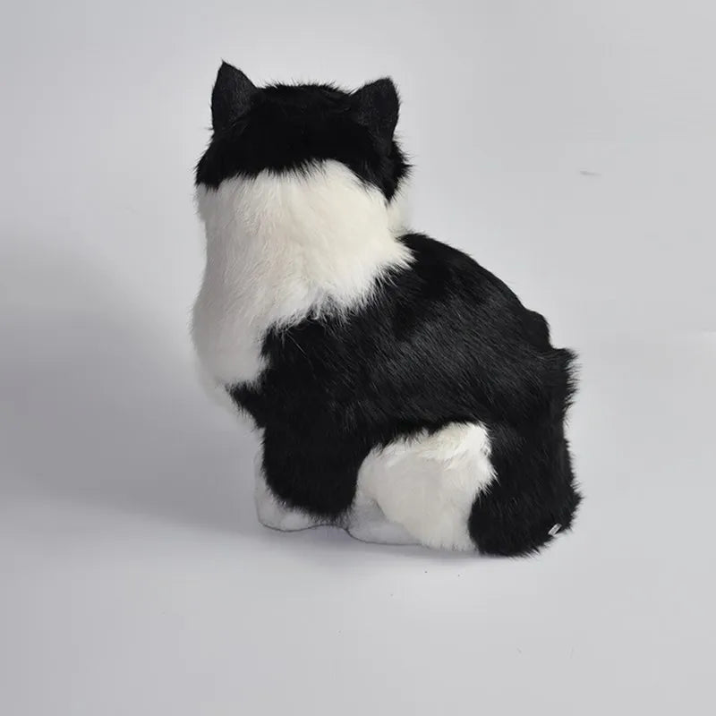 Black and white cat plush