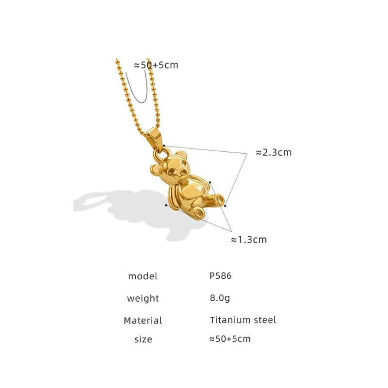 Gold teddy bear necklace