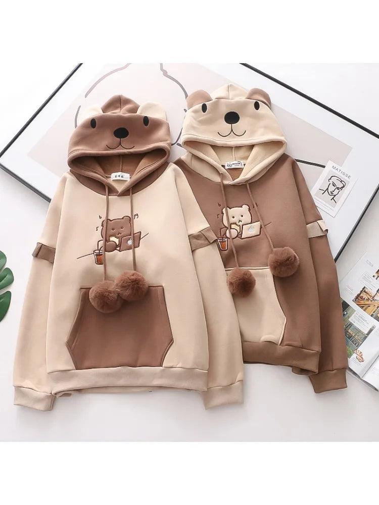 Teddy bear fleece hoodie